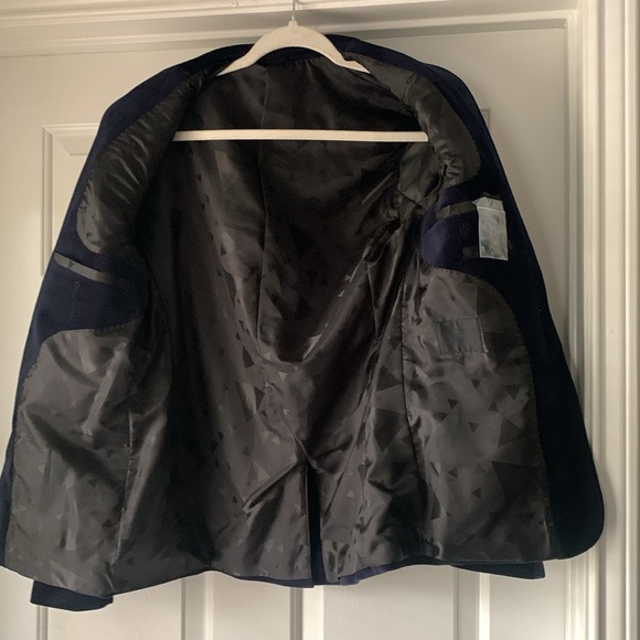 ASOS Men 2pc Blue Velvet Suit Personalized Floral Embroidered Lapel Designer - Picture 14 of 16